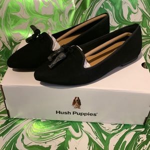 Hush Puppies Sadie Black Suede Tassel Skip On Shoes, NWOT